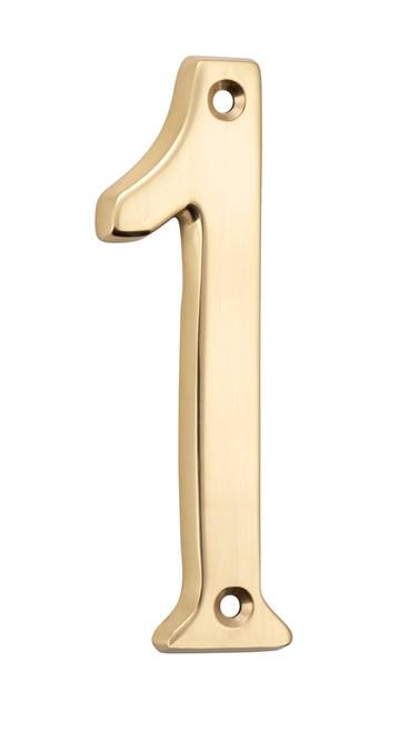 Tradco '1'  Brass House Number - 103mm - Polished Brass