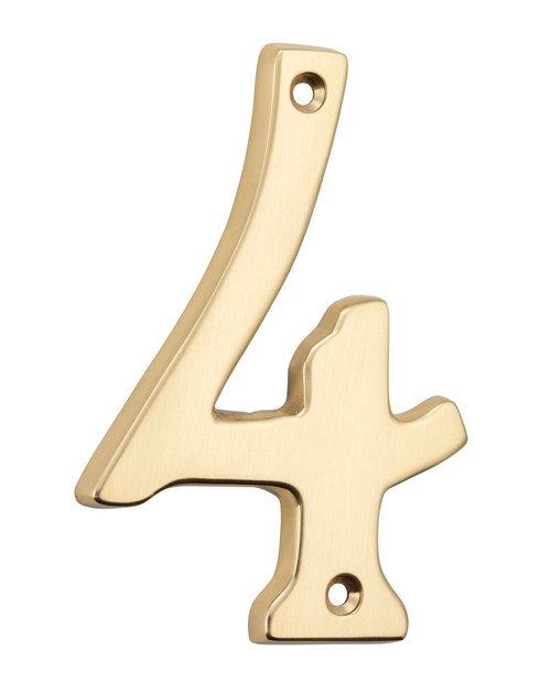 Tradco '4'  Brass House Number - 106mm - Polished Brass