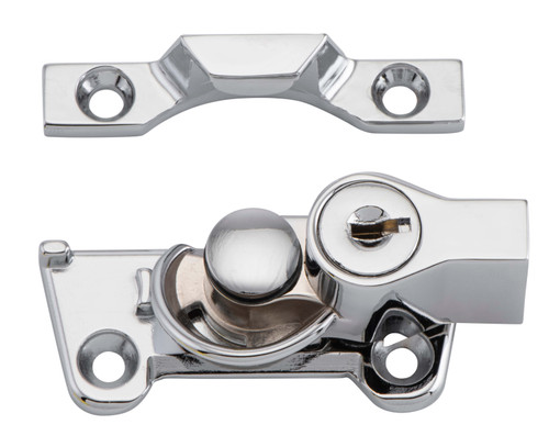 Tradco Wide Base Lockable Sash Window Fastener - 64 x 38mm - Chrome