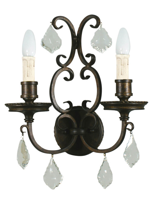 Lighting Inspirations Louis 15th Indoor Chandelier Wall Light - 2 Arm - Bronze