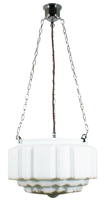 Lode Lighting 3 Chain Pendant Light - 14" St Kilda Glass - 340mm - Chrome