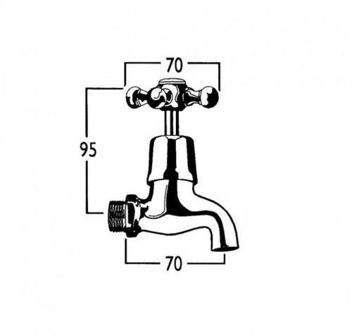 CB Ideal Roulette Wall Mounted Bibcock Tap - Male Inlet - 70mm