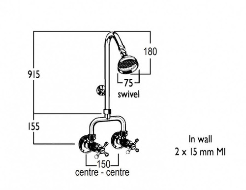 CB Ideal Roulette Exposed Shower Tap - 75mm Rose