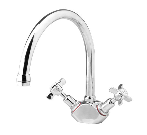 CB Ideal Heritage Small Gooseneck Twinner Kitchen Mixer Tap - Swivel Spout