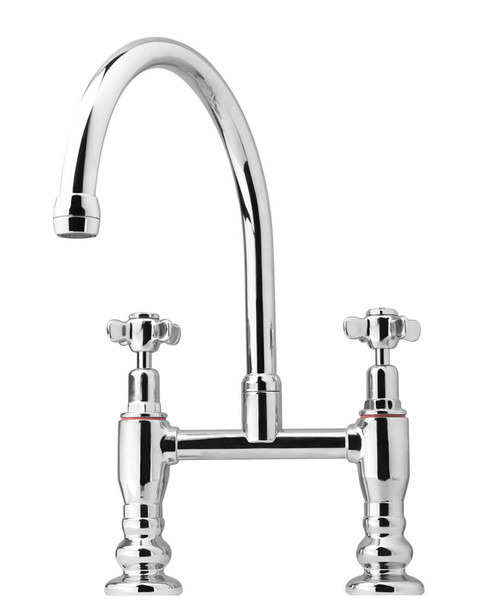 CB Ideal Heritage Gooseneck Bridging Kitchen Tap - Swivel Spout