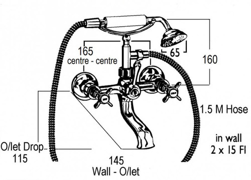 CB Ideal Heritage Wall Mounted Bridging Telephone Bath Tap