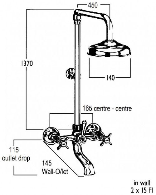 CB Ideal Heritage Exposed Bath & Shower Tap - 140mm Rose