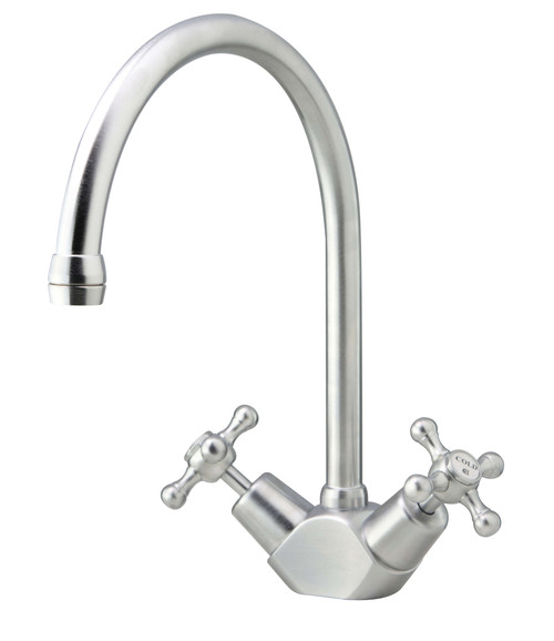 CB Ideal Roulette Tall Gooseneck Twinner Kitchen Mixer Tap - Swivel Spout