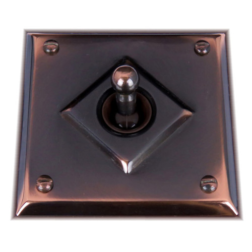 Classic Electric Bungalow 1 Gang Toggle Light Switch - 67 x 67mm - Florentine Bronze