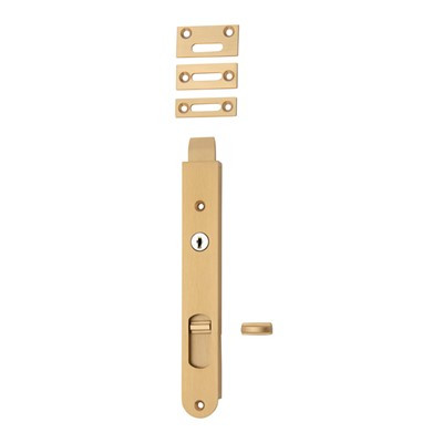Iver Locking Flush Bolt - 200 x 28mm - Brushed Brass