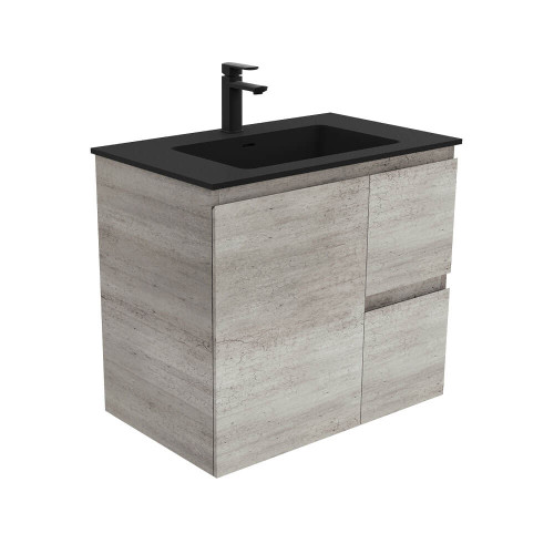 Fienza Edge Bathroom Vanity - 750mm - Industrial Cabinet with Matte Black Basin Top