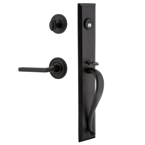 Ageless Iron Loch Rosette Entry Door Handleset - Dirk Lever - Black Iron