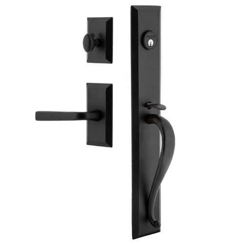 Ageless Iron Vale Entry Door Handleset - Lance Lever - Black Iron