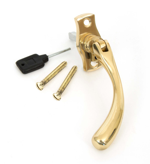 From The Anvil Peardrop Espagnolette Locking Window Handle - Unlacquered Polished Brass