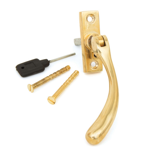 From The Anvil Slim Peardrop Espagnolette Locking Window Handle - Unlacquered Polished Brass