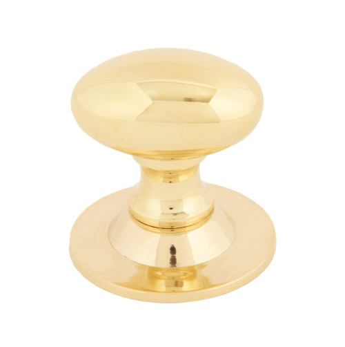 From The Anvil Oval Cabinet Knob with Backplate - Unlacquered Polished Brass