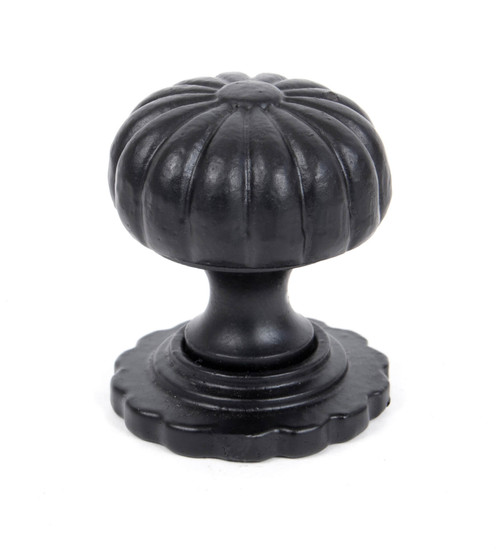 From The Anvil Flower Cabinet Knob with Backplate - Black