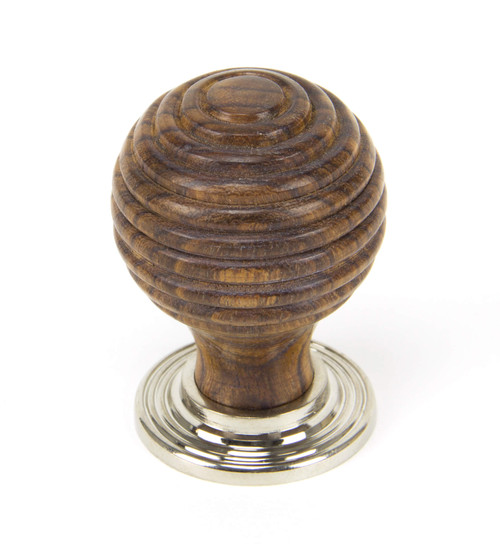 From The Anvil Beehive Cabinet Knob with Backplate - Rosewood & Polished Nickel
