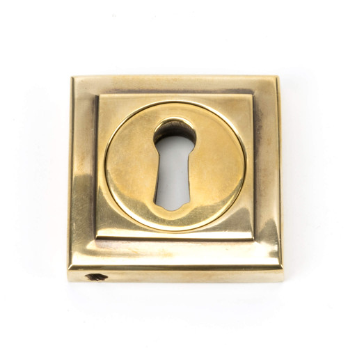 From The Anvil Square Escutcheon Keyhole Cover - 53 x 53mm - Aged Brass