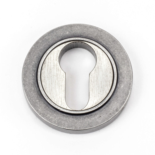 From The Anvil Round Plain Euro Cylinder Escutcheon - 53mm - Pewter Patina