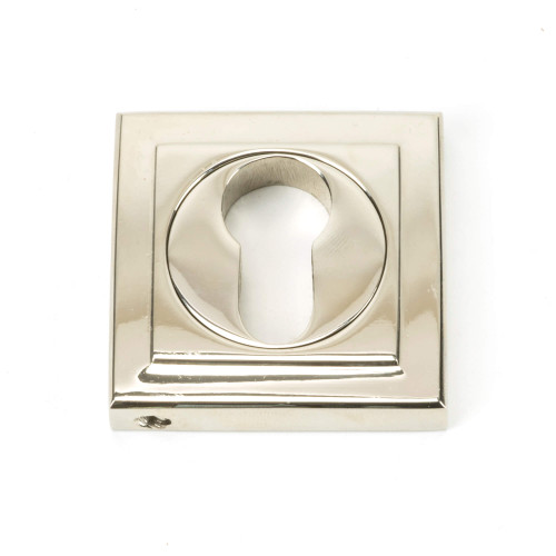 From The Anvil Square Euro Cylinder Escutcheon - 53 x 53mm - Polished Nickel