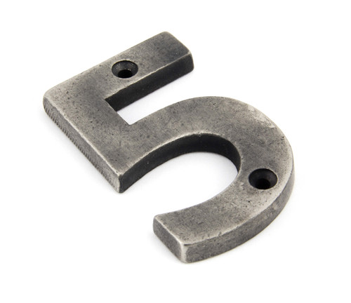 From The Anvil '5' House Number - 78mm - Antique Pewter
