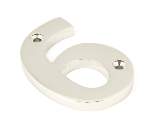 From The Anvil '6' House Number - 78mm - Polished Nickel