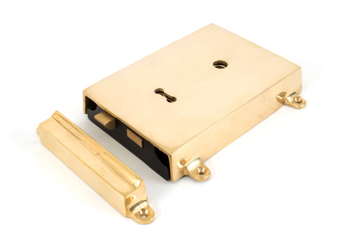From The Anvil Rim Lock & Cover - Reversible - 163 x 115mm - Unlacquered Polished Brass