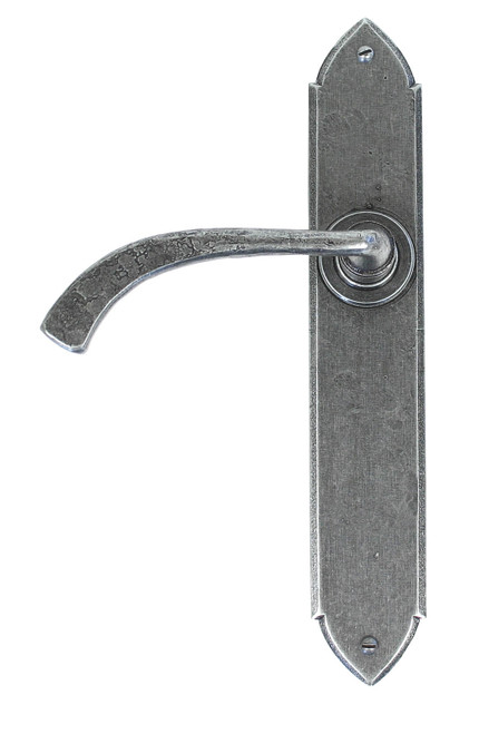 From The Anvil Gothic Curved Lever Door Handle - 248 x 44mm - Pewter Patina