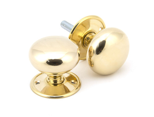 From The Anvil Mushroom Mortice Door Knob - 57mm - Unlacquered Polished Brass