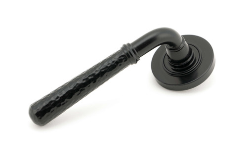From The Anvil Hammered Newbury Plain Lever Door Handle - Round Rosette - 53mm - Black