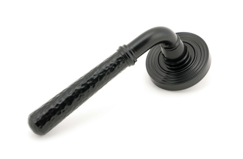 From The Anvil Hammered Newbury Beehive Lever Door Handle - Round Rosette - 53mm - Black