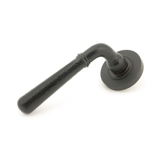 From The Anvil Hammered Newbury Plain Lever Door Handle - Round Rosette - 53mm - Aged Bronze