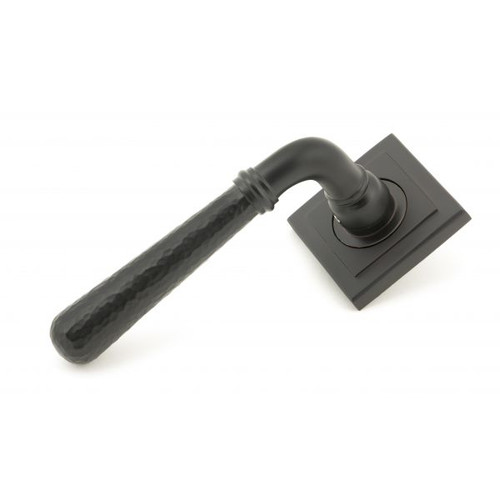 From The Anvil Hammered Newbury Square Lever Door Handle - Square Rosette - 53mm - Aged Bronze