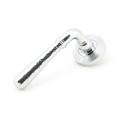 From The Anvil Hammered Newbury Beehive Lever Door Handle - Round Rosette - 53mm - Chrome