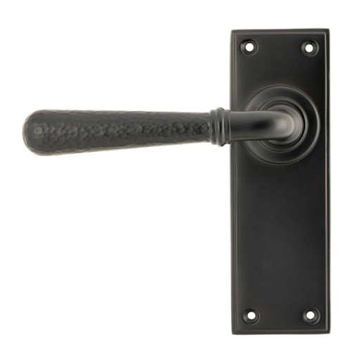 From The Anvil Hammered Newbury Lever Door Handle - 152 x 50mm - Aged Bronze