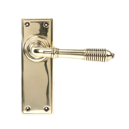 From The Anvil Reeded Lever Door Handle - 152 x 50mm - Aged Brass