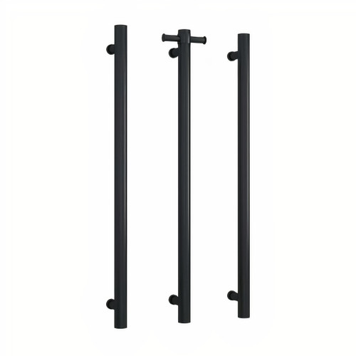 Thermogroup Straight Round Vertical Heated Towel Rail - 12V - Matte Black