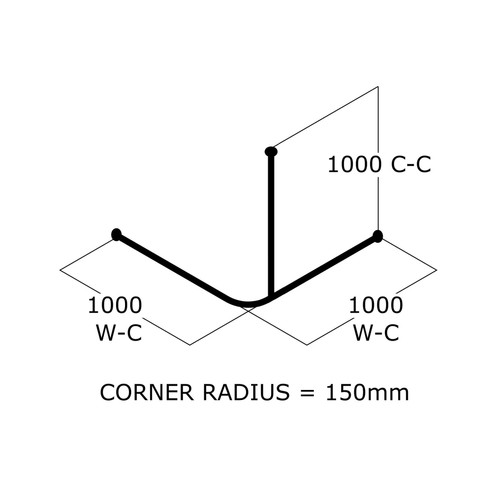 CB Ideal Shower Curtain Rail - Corner with Single Ceiling Support