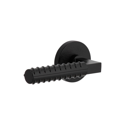 Viaggio Contempo Rebar Lever Door Handle - Circolo Linen Rosette - 64mm - Satin Black