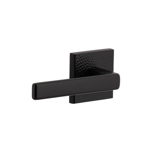 Viaggio Lusso Lever Door Handle - Quadrato Hammered Rosette - 64mm - Satin Black
