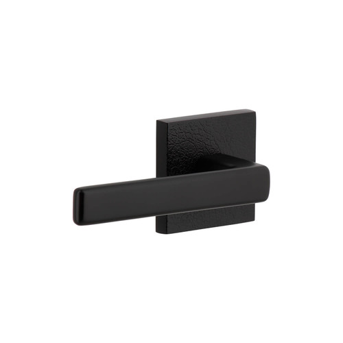 Viaggio Lusso Lever Door Handle - Quadrato Leather Rosette - 64mm - Satin Black