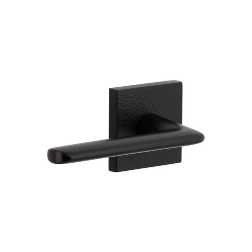 Viaggio Brezza Lever Door Handle - Quadrato Leather Rosette - 64mm - Satin Black