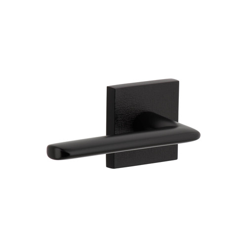 Viaggio Brezza Lever Door Handle - Quadrato Linen Rosette - 64mm - Satin Black