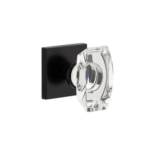 Viaggio Stella Crystal Door Knob - Quadrato Rosette - 64mm - Satin Black