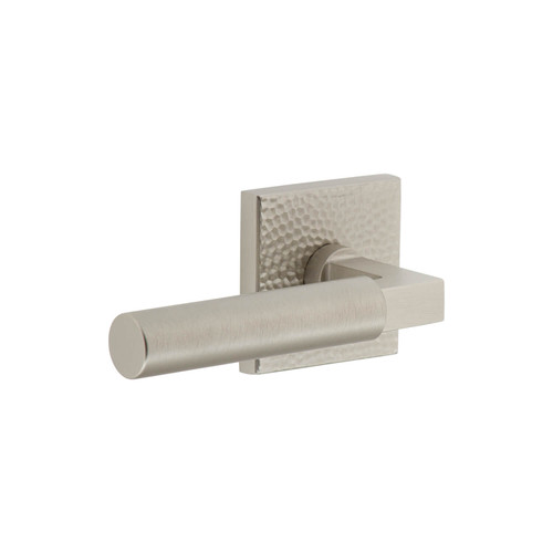 Viaggio Contempo Smooth Lever Door Handle - Quadrato Hammered Rosette - 64mm - Satin Nickel