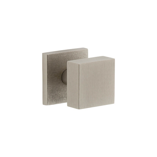 Viaggio Quadrato Door Knob - Quadrato Linen Rosette - 64mm - Satin Nickel