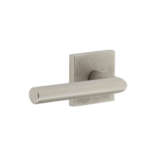 Viaggio Moderno Lever Door Handle - Quadrato Linen Rosette - 64mm - Satin Nickel