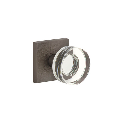 Viaggio Circolo Crystal Door Knob - Quadrato Linen Rosette - 64mm - Titanium Grey