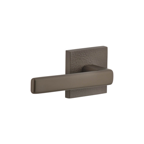 Viaggio Lusso Lever Door Handle - Quadrato Leather Rosette - 64mm - Titanium Grey